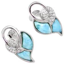 Natural Blue Larimar Fancy 925 Sterling Silver Dangle Earrings XE10