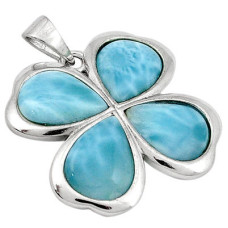 925 Sterling Silver Blue Larimar Flower Pendant