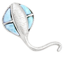 Larimar Sterling Silver Stingray Fish Pendant