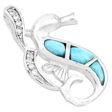 Beguling Sterling Silver Seahorse Pendant Embellished With Larimar