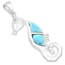 Captivating Sterling Silver Seahorse Pendant Engarved With Larimar